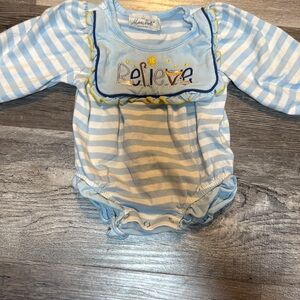 Blue Striped 'Believe' Kids Bodysuit